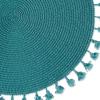 imageDII Woven Placemat Collection Round 1475quot Diameter Storm Blue Fringe 6 PieceTeal Tassel