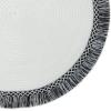 imageDII Woven Placemat Collection Round 1475quot Diameter Storm Blue Fringe 6 PieceWhiteBlack Fringe