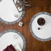 imageDII Woven Placemat Collection Round 1475quot Diameter Storm Blue Fringe 6 PieceWhiteBlack Fringe