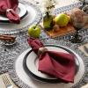 imageDII Woven Placemat Collection Round 1475quot Diameter Storm Blue Fringe 6 PieceWhiteBlack Fringe