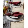 imageDII Woven Placemat Collection Round 1475quot Diameter Storm Blue Fringe 6 PieceWhiteBlack Fringe