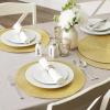 imageDII Woven Placemats Collection Metallic Round Placemat Set 15quot Champagne 4 PieceGold