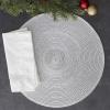 imageDII Woven Placemats Collection Metallic Round Placemat Set 15quot Champagne 4 PiecePlatinum Silver