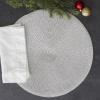 imageDII Woven Placemats Collection Metallic Round Placemat Set 15quot Champagne 4 PieceSilver