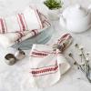 imageDII Zig Dobby Tabletop Collection White Cotton Background with Embellished Stripe Napkin Set Black 6 CountBarn Red