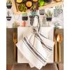 imageDII Zig Dobby Tabletop Collection White Cotton Background with Embellished Stripe Napkin Set Black 6 CountBlack