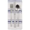 imageDII Zig Dobby Tabletop Collection White Cotton Background with Embellished Stripe Napkin Set Black 6 CountFrench Blue