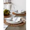 imageDII Zig Dobby Tabletop Collection White Cotton Background with Embellished Stripe Napkin Set Black 6 CountFrench Blue