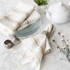 imageDII Zig Dobby Tabletop Collection White Cotton Background with Embellished Stripe Napkin Set Black 6 CountStone