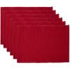 imageDII Basic Everyday Ribbed Tabletop 100 Cotton Placemat Set 13x19 White 6 PieceCardinal Red