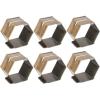 imageDII Decorative Geometric Napkin Ring Set Die Cut Square Silver 6 CountPlace Card Holder Brass
