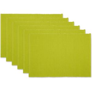 imageDII Basic Everyday Ribbed Tabletop 100 Cotton Placemat Set 13x19 White 6 PieceAvocado