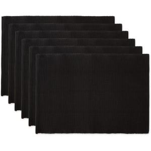 imageDII Basic Everyday Ribbed Tabletop 100 Cotton Placemat Set 13x19 White 6 PieceBlack