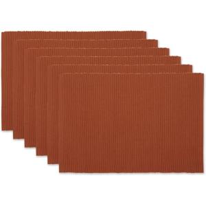 imageDII Basic Everyday Ribbed Tabletop 100 Cotton Placemat Set 13x19 White 6 PieceCinnamon