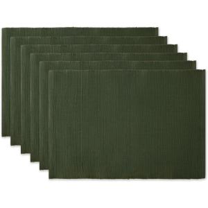 imageDII Basic Everyday Ribbed Tabletop 100 Cotton Placemat Set 13x19 White 6 PieceDark Green
