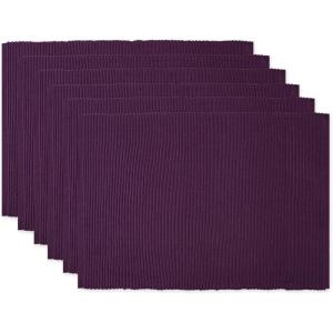 imageDII Basic Everyday Ribbed Tabletop 100 Cotton Placemat Set 13x19 White 6 PieceEggplant