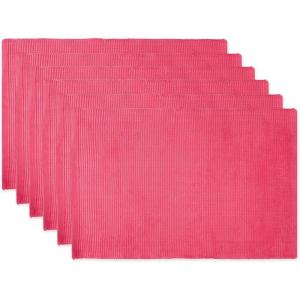imageDII Basic Everyday Ribbed Tabletop 100 Cotton Placemat Set 13x19 White 6 PieceFlamingo