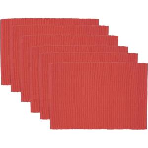 imageDII Basic Everyday Ribbed Tabletop 100 Cotton Placemat Set 13x19 White 6 PieceGeorgia Peach