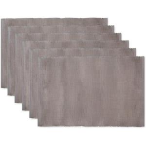imageDII Basic Everyday Ribbed Tabletop 100 Cotton Placemat Set 13x19 White 6 PieceGray