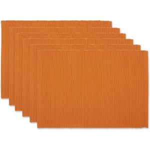 imageDII Basic Everyday Ribbed Tabletop 100 Cotton Placemat Set 13x19 White 6 PiecePumpkin Spice