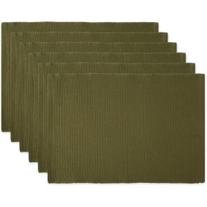 imageDII Basic Everyday Ribbed Tabletop 100 Cotton Placemat Set 13x19 White 6 PieceVineyard Green