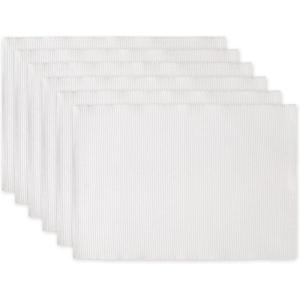 imageDII Basic Everyday Ribbed Tabletop 100 Cotton Placemat Set 13x19 White 6 PieceWhite