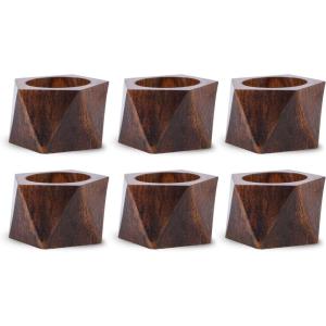 imageDII Basic Napkin Ring Collection Decorative Rustic Farmhouse Style Large Set Black Rub Finish 6 PieceTriangle Band