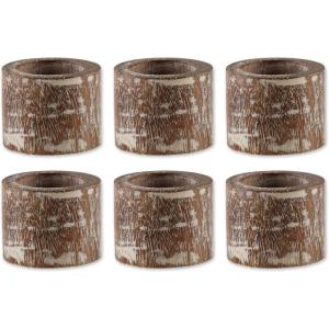 imageDII Basic Napkin Ring Collection Decorative Rustic Farmhouse Style Large Set Black Rub Finish 6 PieceWhite Wash Finish