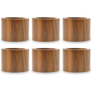 imageDII Basic Napkin Ring Collection Decorative Rustic Farmhouse Style Large Set Black Rub Finish 6 PieceWood Band