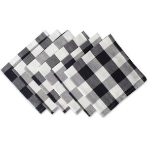 imageDII Buffalo Check Collection Classic Farmhouse Cloth Napkin Set 20x20 Black ampamp White 6 PieceBlack  White