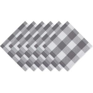 imageDII Buffalo Check Collection Classic Farmhouse Cloth Napkin Set 20x20 Black ampamp White 6 PieceGray  White