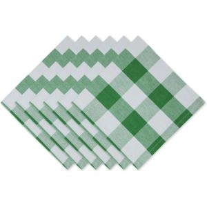imageDII Buffalo Check Collection Classic Farmhouse Cloth Napkin Set 20x20 Black ampamp White 6 PieceGreen  White