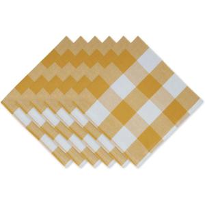 imageDII Buffalo Check Collection Classic Farmhouse Cloth Napkin Set 20x20 Black ampamp White 6 PieceHoney Gold
