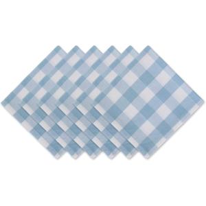 imageDII Buffalo Check Collection Classic Farmhouse Cloth Napkin Set 20x20 Black ampamp White 6 PieceLight Blue  White