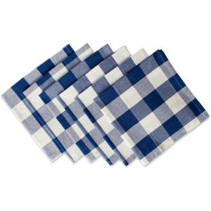 imageDII Buffalo Check Collection Classic Farmhouse Cloth Napkin Set 20x20 Black ampamp White 6 PieceNavy  Cream