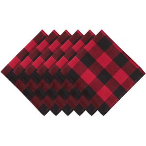 imageDII Buffalo Check Collection Classic Farmhouse Cloth Napkin Set 20x20 Black ampamp White 6 PieceRed  Black