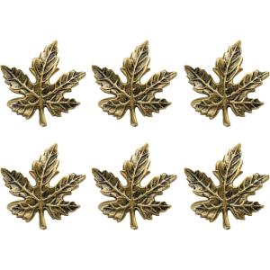 imageDII Christmas Thanksgiving Holiday Tabletop Dcor Collection Decorative Napkin Ring Holder Set 225quot Diameter Gold Vine 6 PieceGold Maple Leaf
