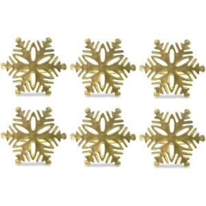 imageDII Christmas Thanksgiving Holiday Tabletop Dcor Collection Decorative Napkin Ring Holder Set 225quot Diameter Gold Vine 6 PieceGold Snowflake