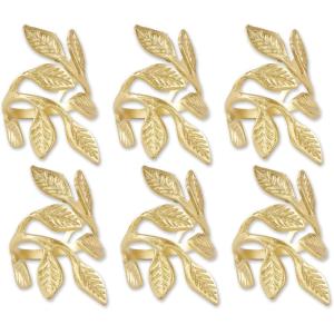 imageDII Christmas Thanksgiving Holiday Tabletop Dcor Collection Decorative Napkin Ring Holder Set 225quot Diameter Gold Vine 6 PieceGold Vine