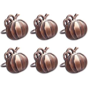 imageDII Christmas Thanksgiving Holiday Tabletop Dcor Collection Decorative Napkin Ring Holder Set 225quot Diameter Gold Vine 6 PieceRustic Harvest Pumpkin