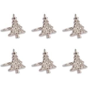 imageDII Christmas Thanksgiving Holiday Tabletop Dcor Collection Decorative Napkin Ring Holder Set 225quot Diameter Gold Vine 6 PieceSilver Christmas Tree