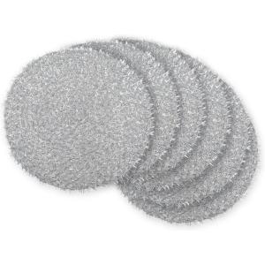 imageDII Classic Woven Tabletop Collection IndoorOutdoor Placemat Set Round 15quot Diameter White 6 PieceSilver Tinsel