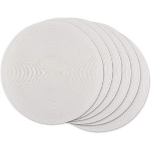 imageDII Classic Woven Tabletop Collection IndoorOutdoor Placemat Set Round 15quot Diameter White 6 PieceWhite