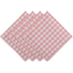 imageDII Cotton Napkin Set Machine Washable Everyday Basic 20x20 Pink ampamp White Gingham 6 CountPink  White Gingham