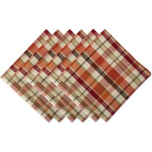 imageDII Cotton Plaid Napkin Set Machine Washable 20x20 Spring Time 6 CountPumpkin Spice