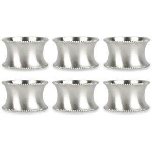 imageDII Decorative Assorted Silver Napkin Ring Set One Size Silver Textured Square 6 CountBeaded Silver