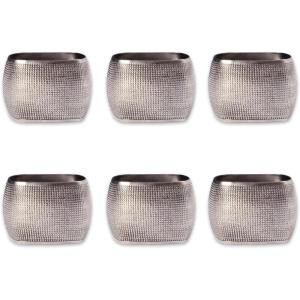 imageDII Decorative Assorted Silver Napkin Ring Set One Size Silver Textured Square 6 CountSilver Textured Square