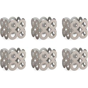 imageDII Decorative Geometric Napkin Ring Set Die Cut Square Silver 6 CountDie Cut Square Silver