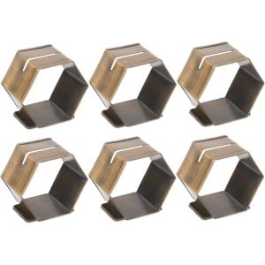 imageDII Decorative Geometric Napkin Ring Set Die Cut Square Silver 6 CountPlace Card Holder Brass