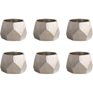 imageDII Decorative Geometric Napkin Ring Set Die Cut Square Silver 6 CountTriangle Band Silver